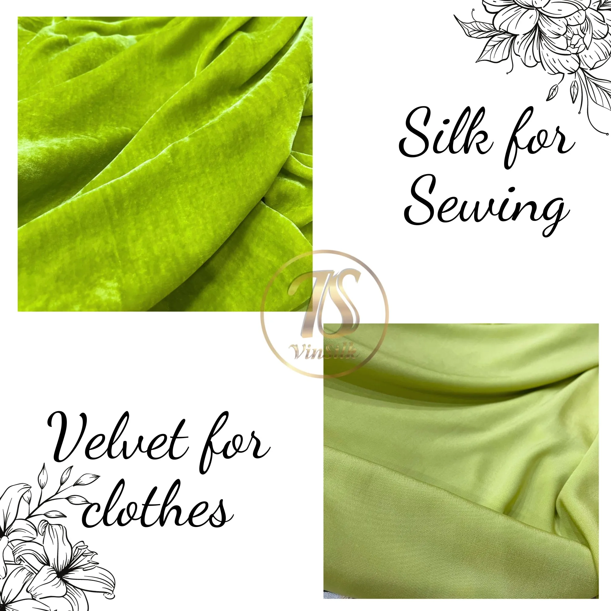 100% Pure Mulberry Silk Velvet Fabric by the yard – Luxury Silk Velvet for Dress, Skirt, High End Garment – Gift for women – Lime color velvet – Silk for sewing
