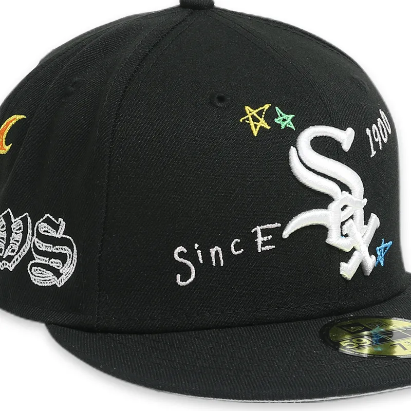 [60243719] Chicago White Sox "Scribble" Black 59FIFTY Mens Fitted Hat