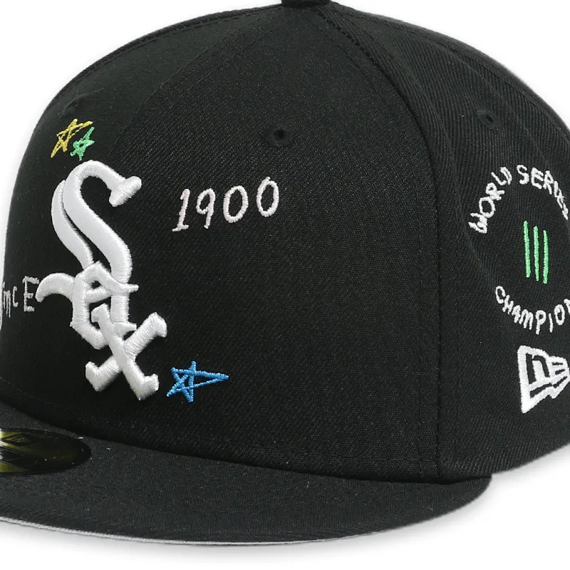 [60243719] Chicago White Sox "Scribble" Black 59FIFTY Mens Fitted Hat