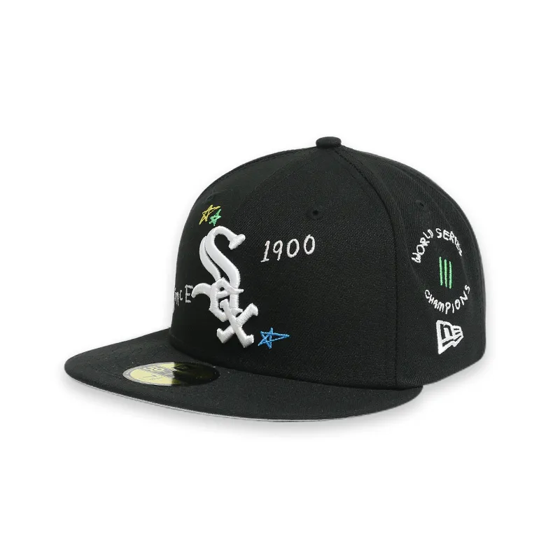 [60243719] Chicago White Sox "Scribble" Black 59FIFTY Mens Fitted Hat