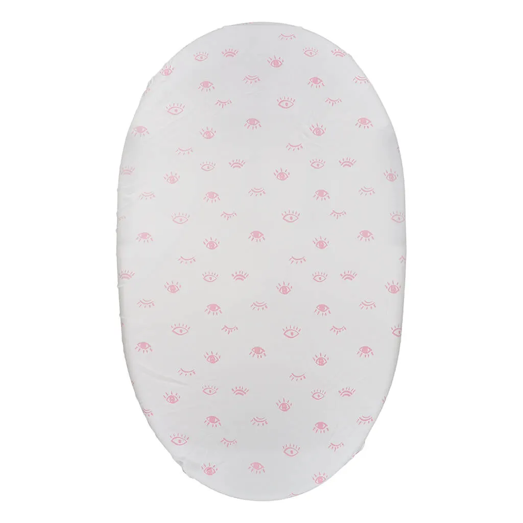 Bassinet Sheet Eyes White/Pink