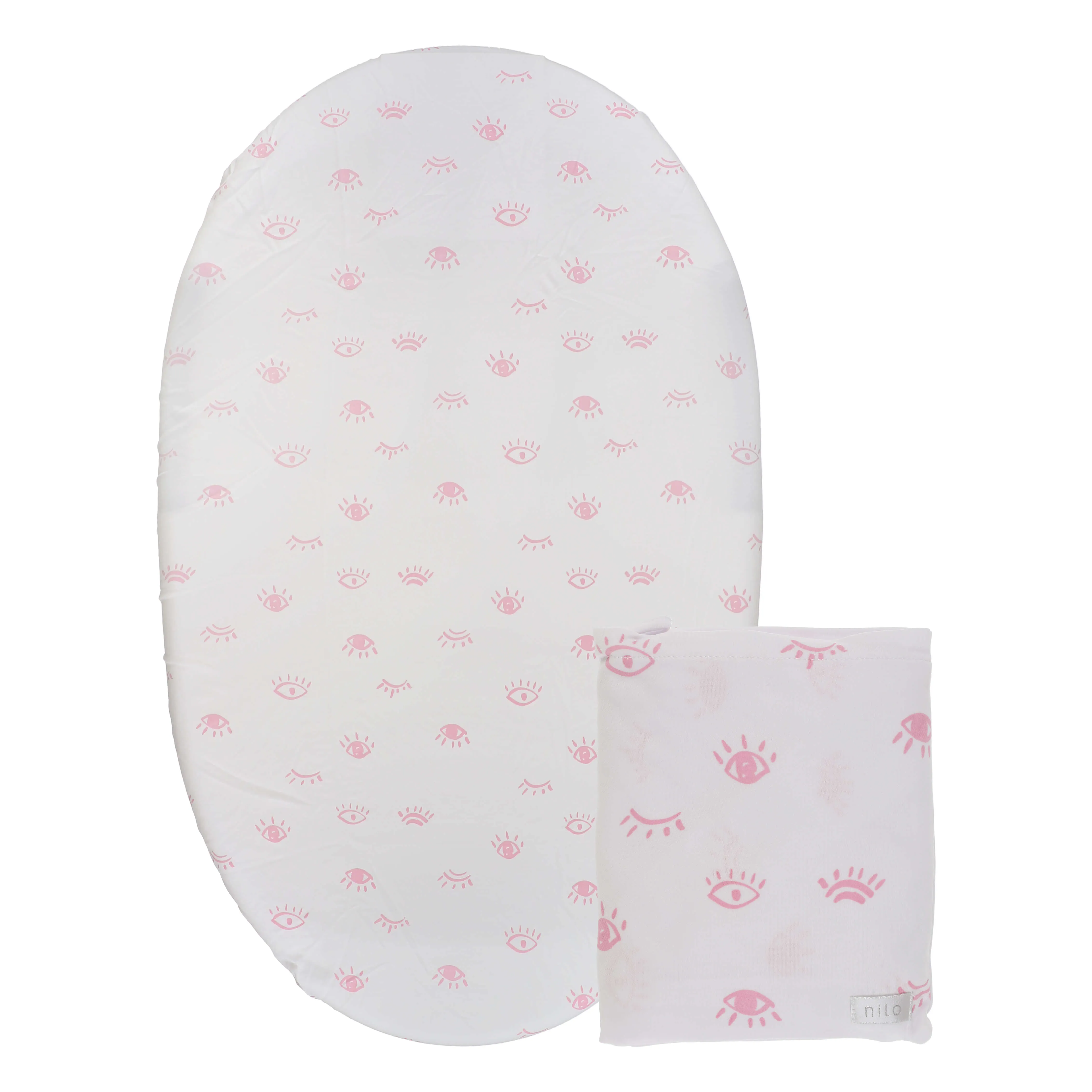 Bassinet Sheet Eyes White/Pink