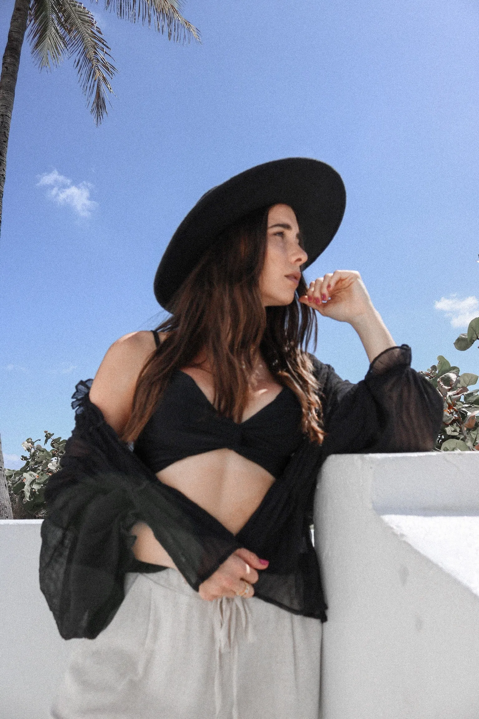 'Belrose' Cover Up Sheer Blouse in Black