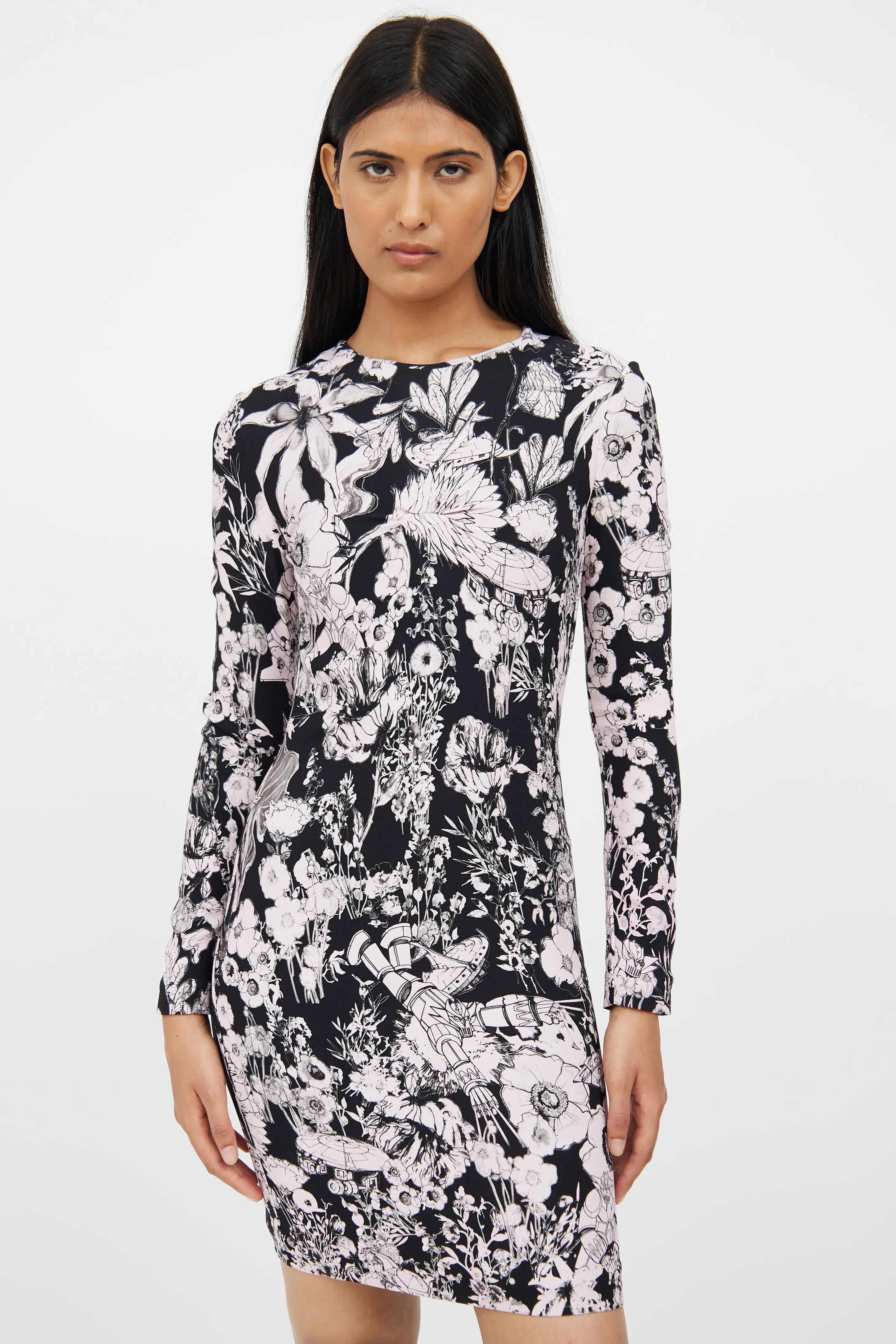Black & Pink Graphic Print Dress
