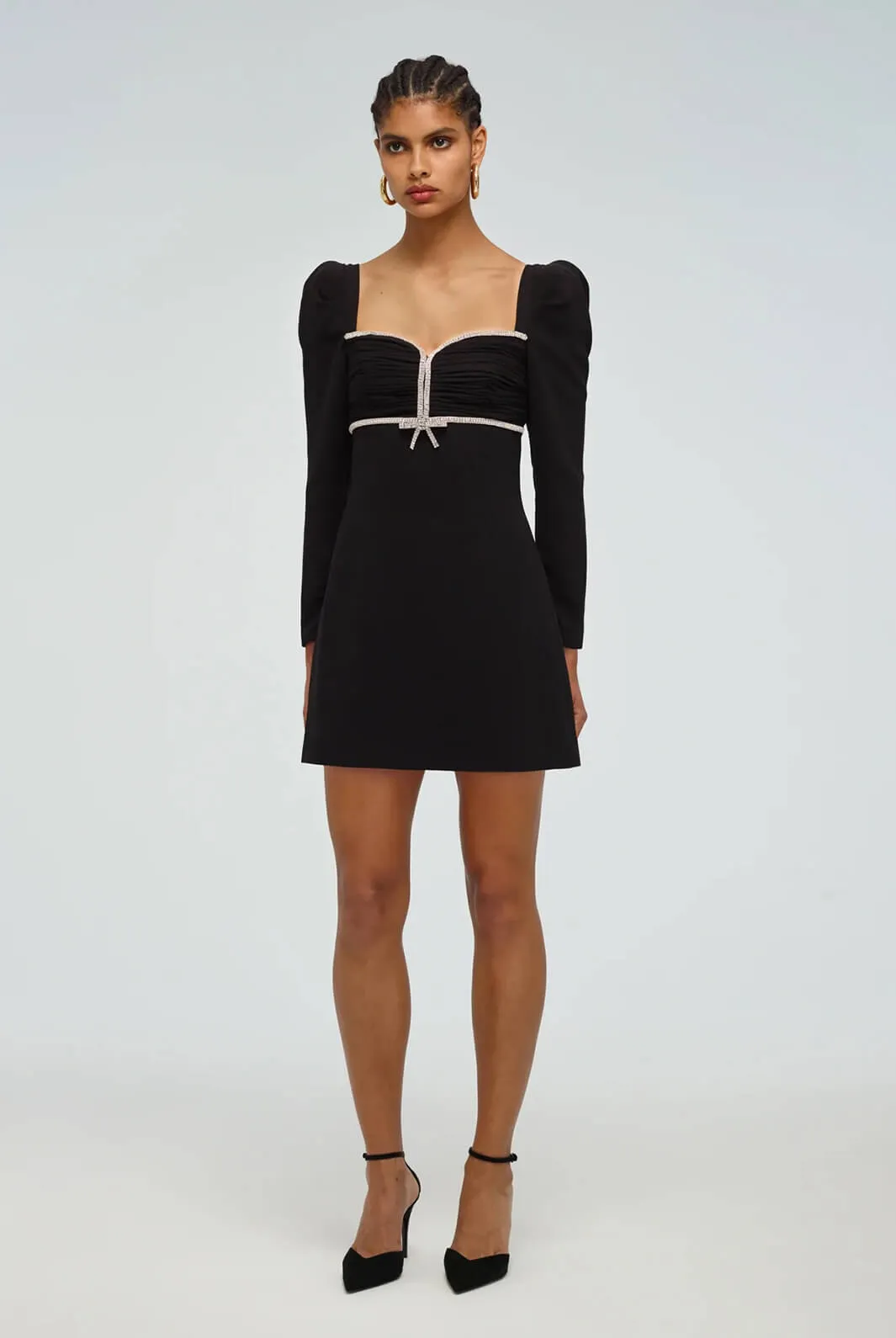 Black Crepe Diamanté Mini Dress