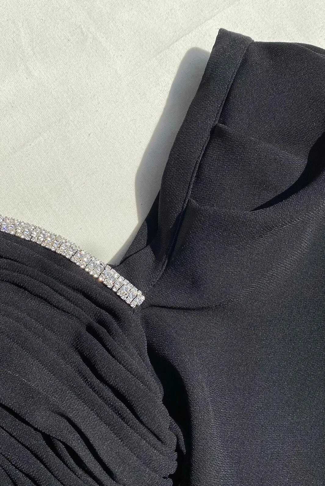 Black Crepe Diamanté Mini Dress