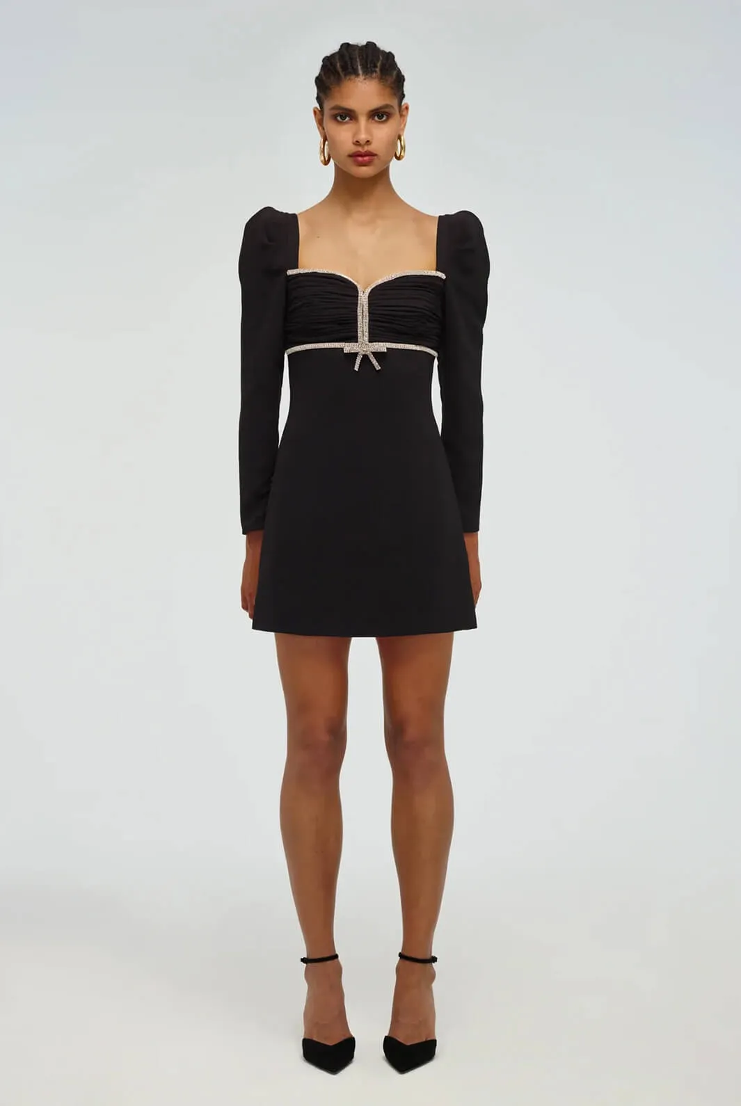 Black Crepe Diamanté Mini Dress
