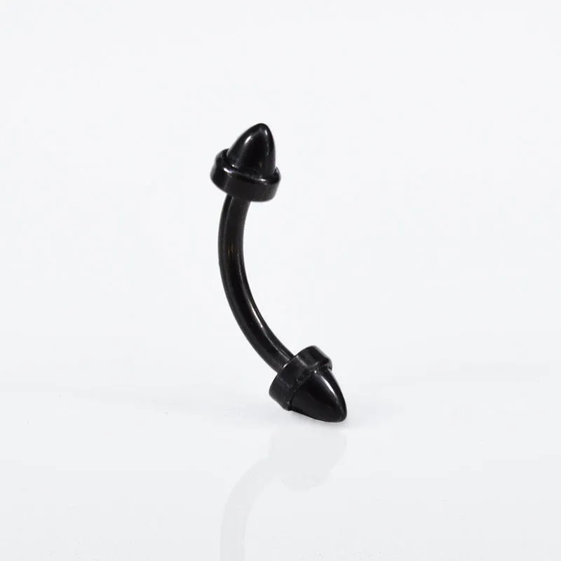 Black Curved Barbell with Onyx Spikes