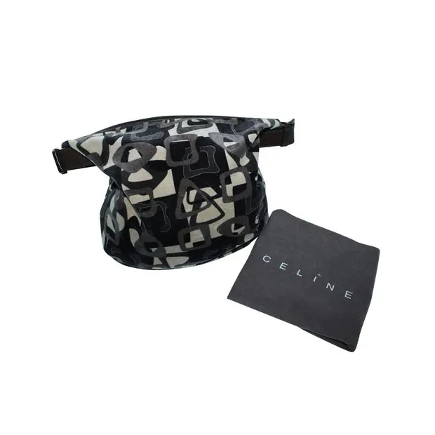 Celine Brown Print Velvet Shoulder Bag
