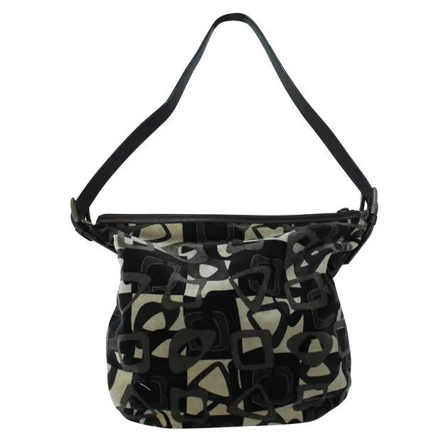 Celine Brown Print Velvet Shoulder Bag