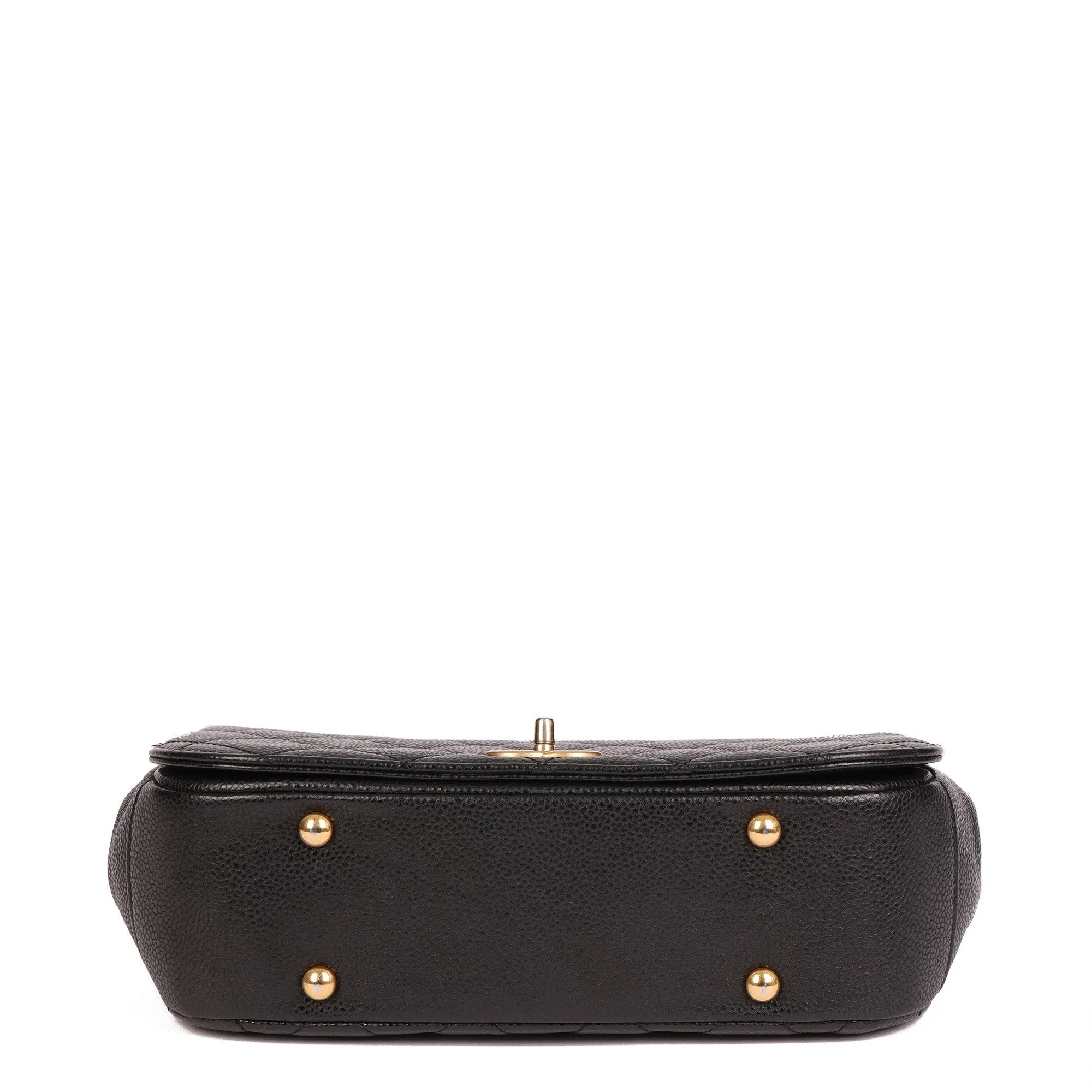 Chanel Black Quilted Caviar Leather Medium Classic Top Handle Flap Bag