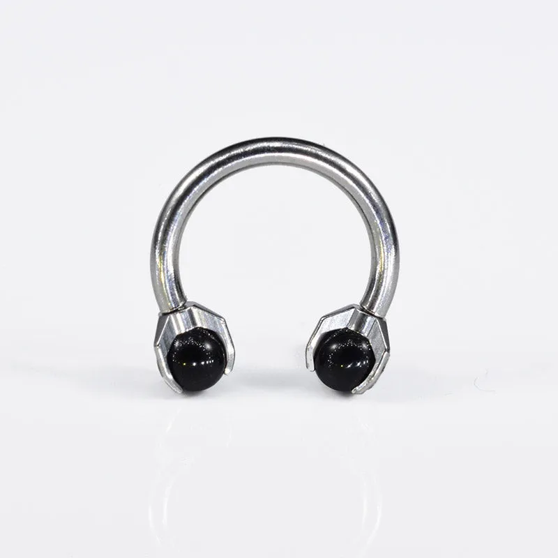 Circular Barbell 1.2mm with Black Onyx Balls