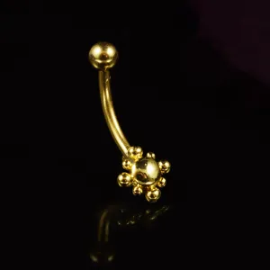 Curved Barbell with Beaded Sun in Gold