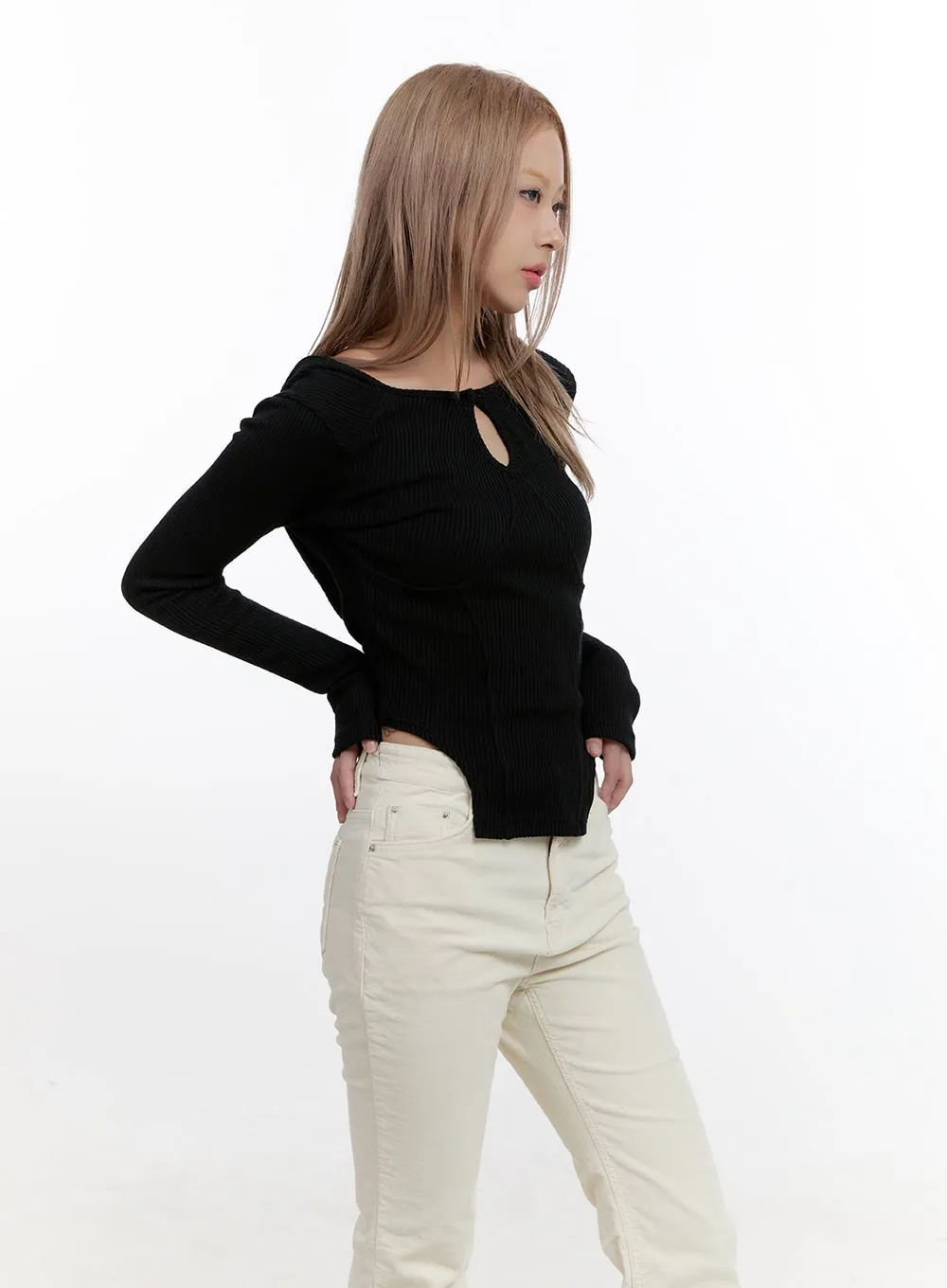Cut Out Slim Fit Hoodie CN425