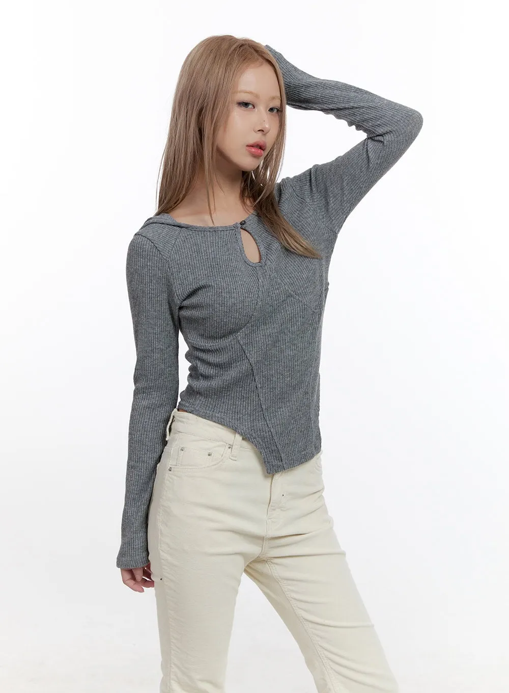 Cut Out Slim Fit Hoodie CN425