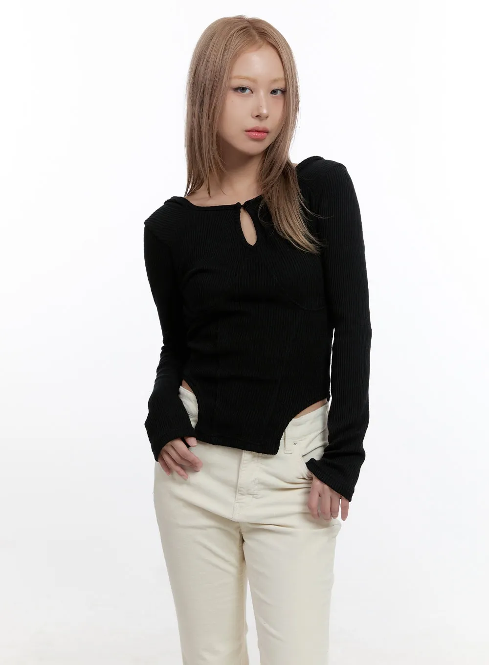 Cut Out Slim Fit Hoodie CN425