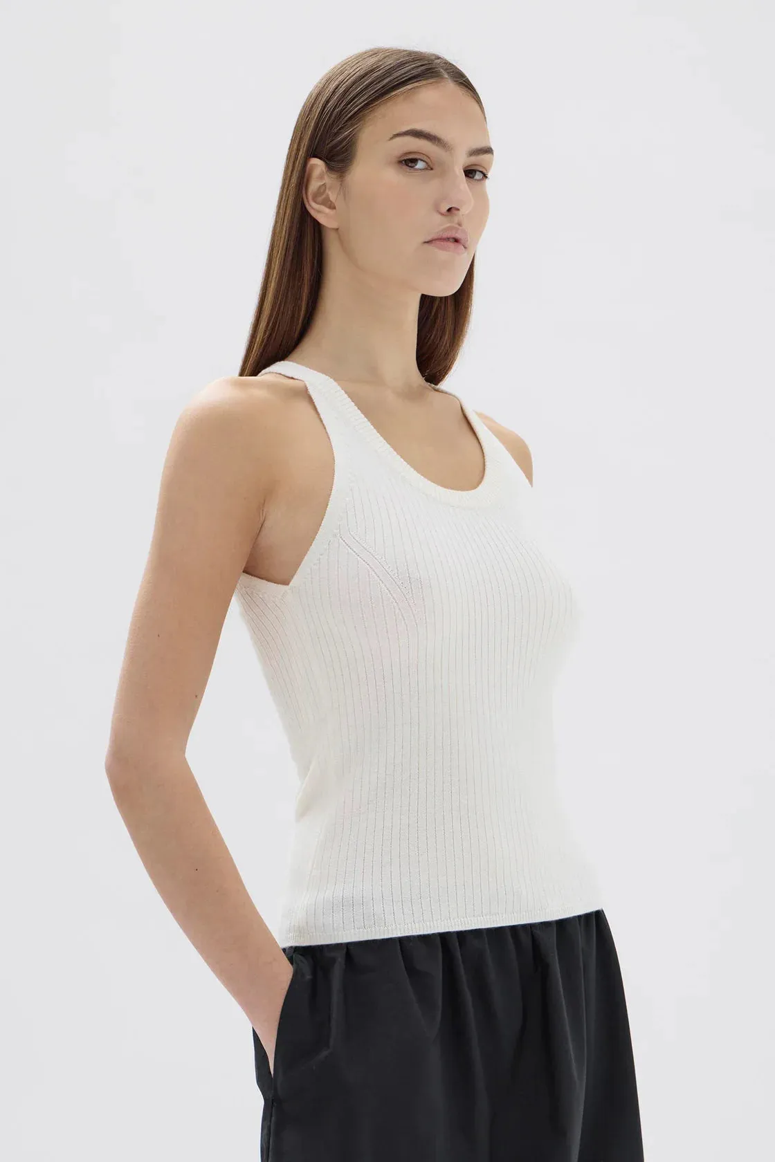 ESTELLA WOOL SCOOP NECK TANK | WHITE