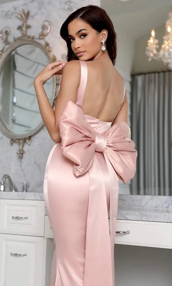 Fitted Pink Evening Dress