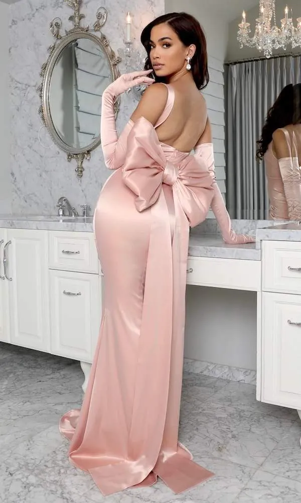 Fitted Pink Evening Dress