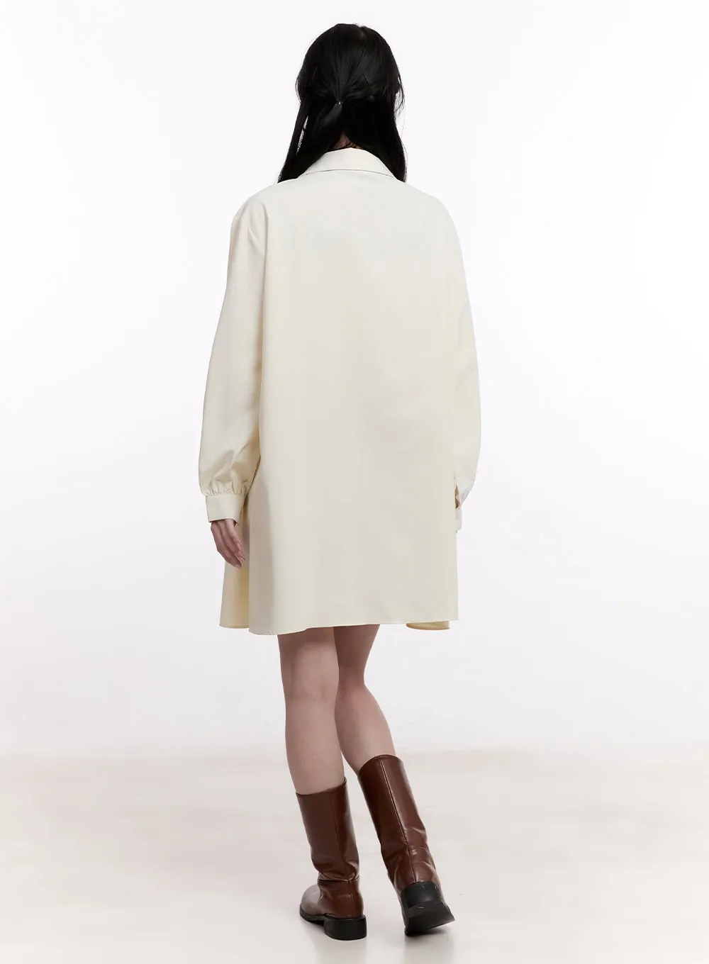 Flowy Collared Pintuck Mini Dress CM526