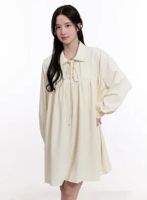 Flowy Collared Pintuck Mini Dress CM526