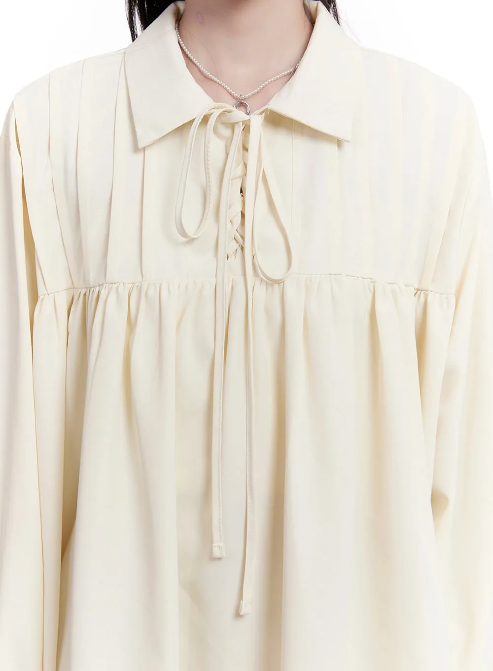 Flowy Collared Pintuck Mini Dress CM526
