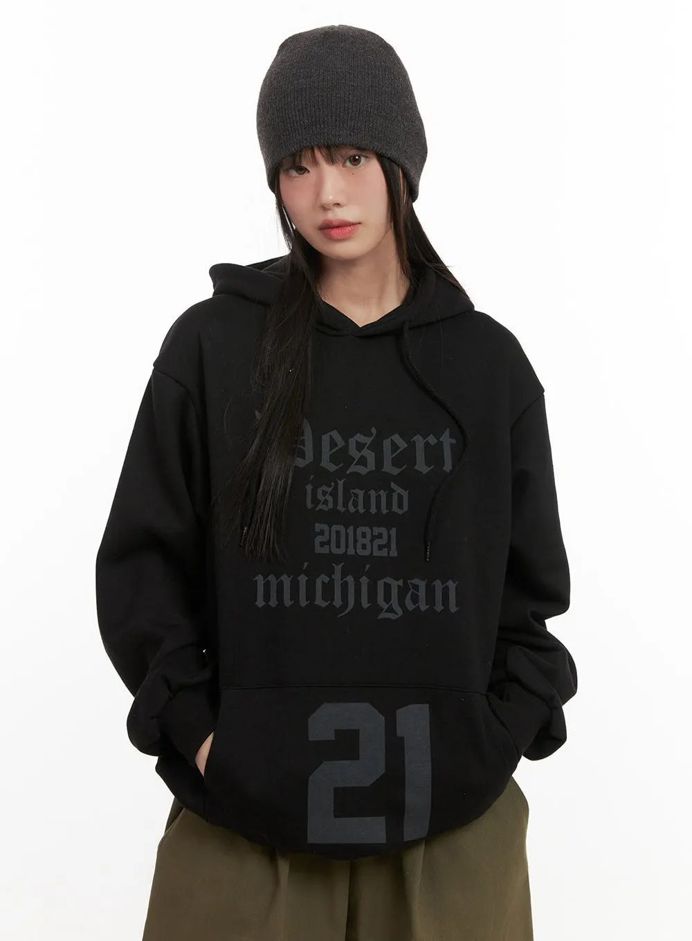 Graphic Print Oversized Hoodie CJ506