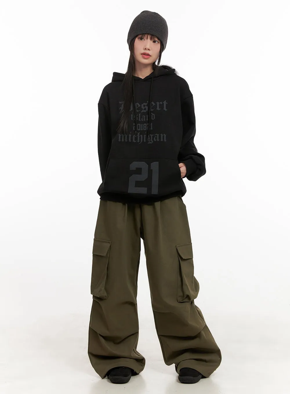 Graphic Print Oversized Hoodie CJ506