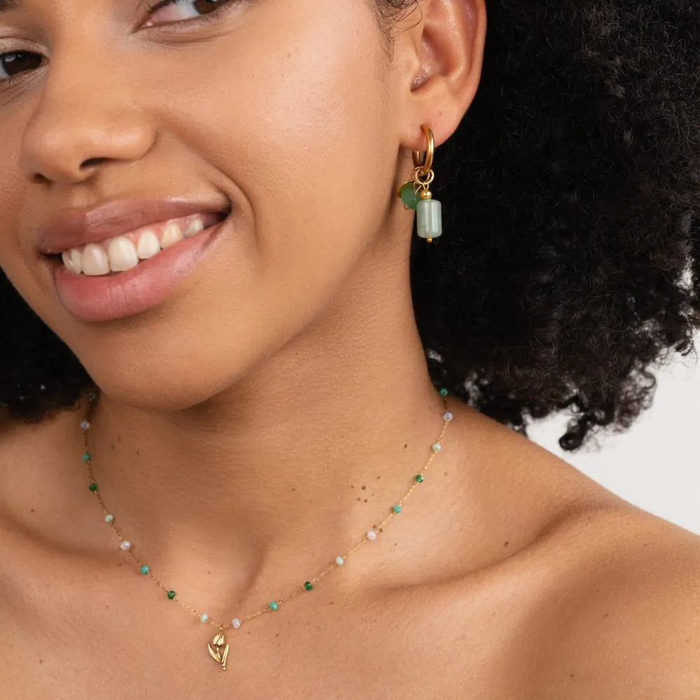 Green Aventurine Hoop Earrings