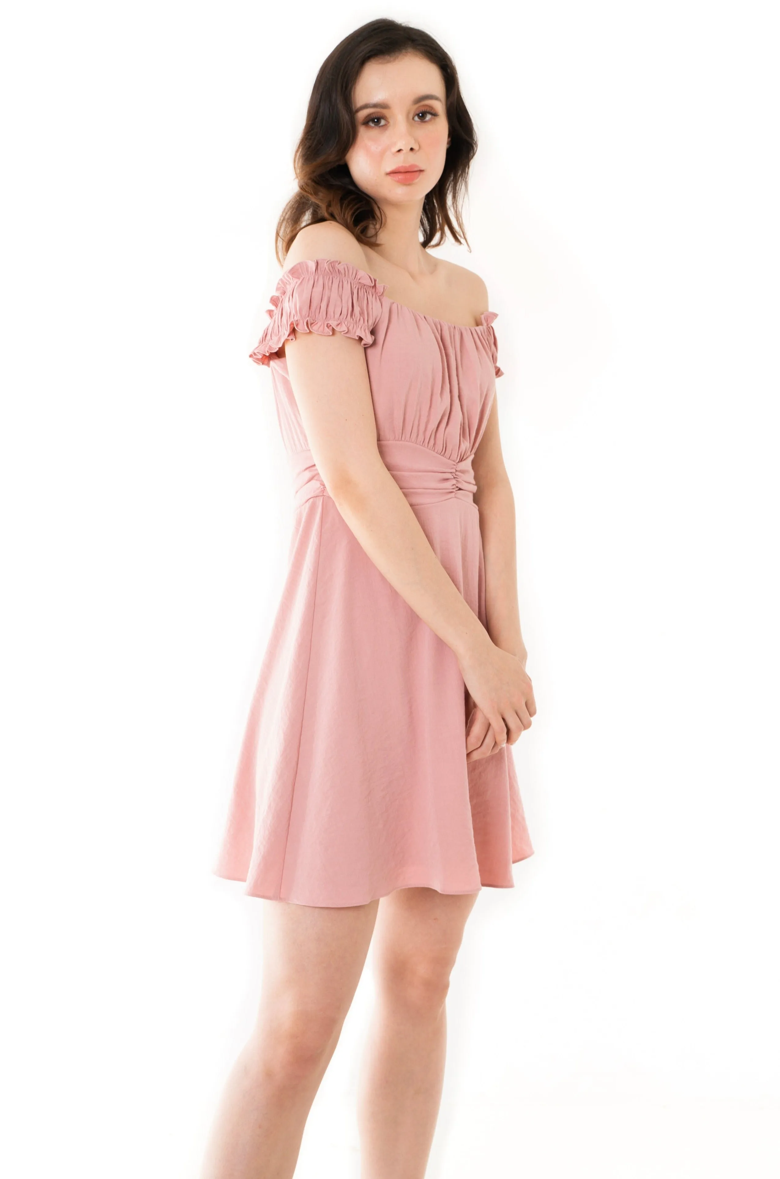 Hyacinth Off Shoulder Flowy Short Dress
