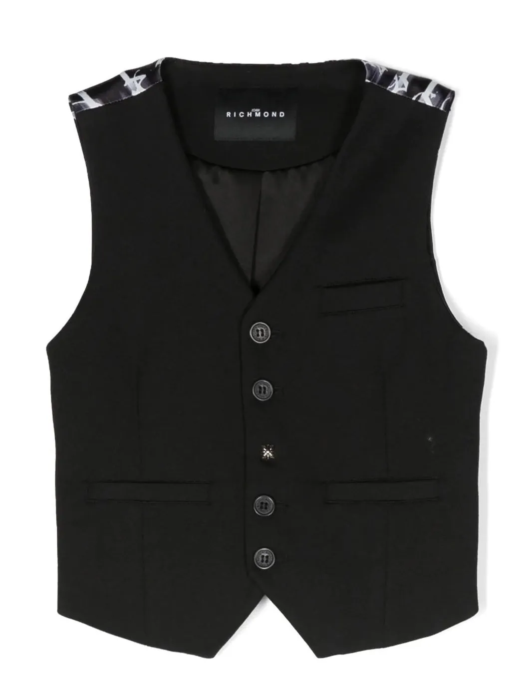 JOHN RICHMOND-Boy's Graphic-print button waistcoat-RBP23087GTHB