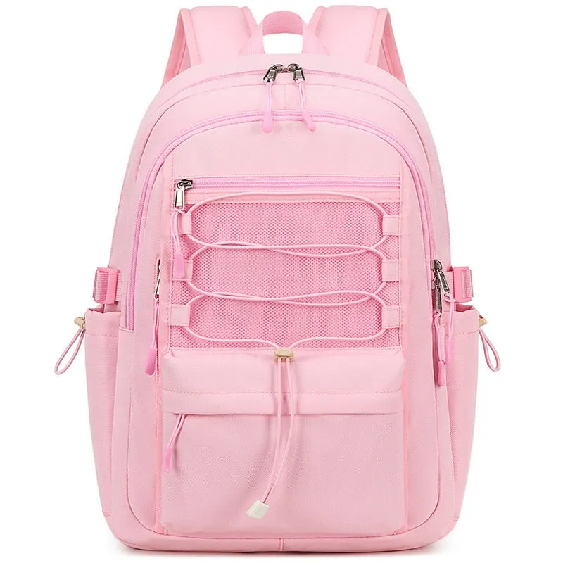 Kids Mesh School Backpacks - Black Pink Beige Book Bags For Girls Classic Backpack College Laptop Bag Large Middle School Travel Daypack