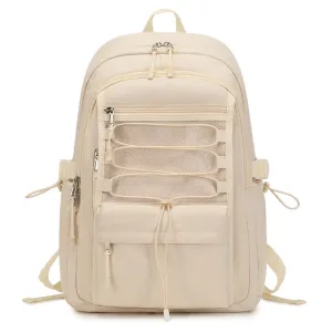 Kids Mesh School Backpacks - Black Pink Beige Book Bags For Girls Classic Backpack College Laptop Bag Large Middle School Travel Daypack