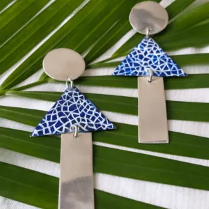 Marbled Earrings | Silver Jewellery | Hand Painted Earrings | Minimal Design
