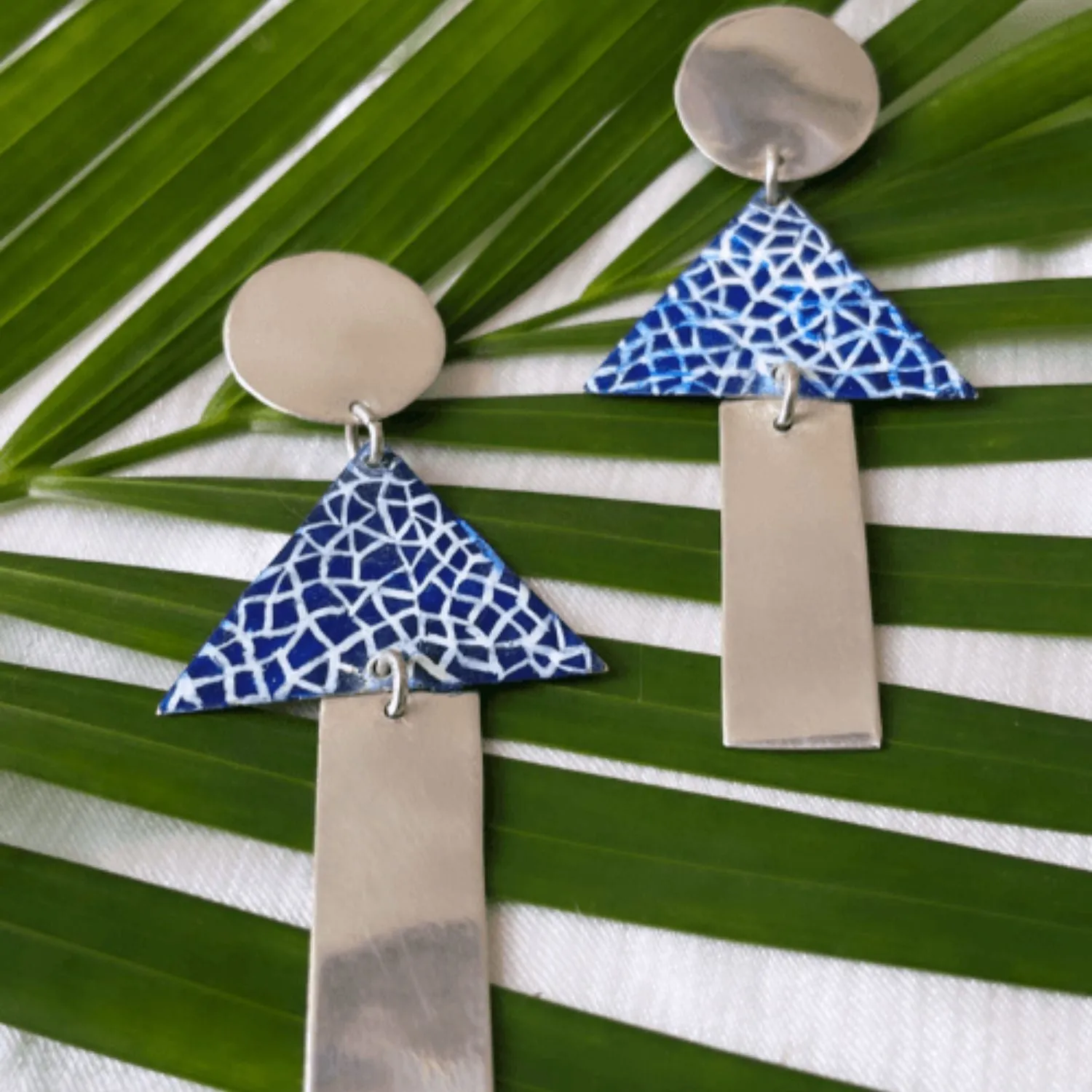 Marbled Earrings | Silver Jewellery | Hand Painted Earrings | Minimal Design