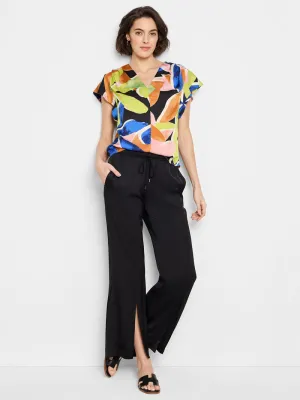 Mega Blooms Flutter Woven Top - Green Multi