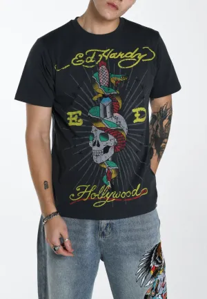 Mens Hollywood-Snake T-Shirt - Black