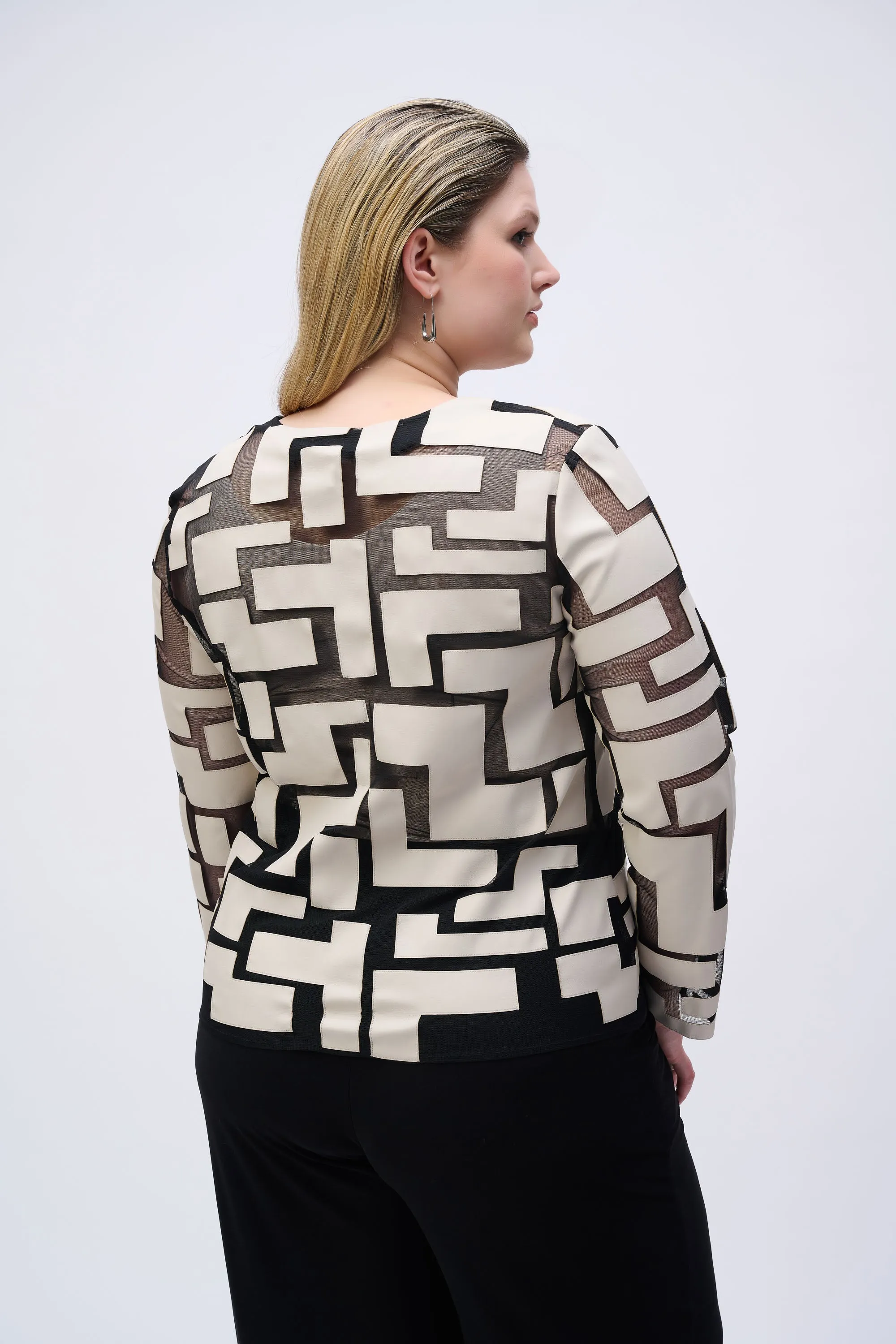 Mesh & Leatherette Fitted Jacket