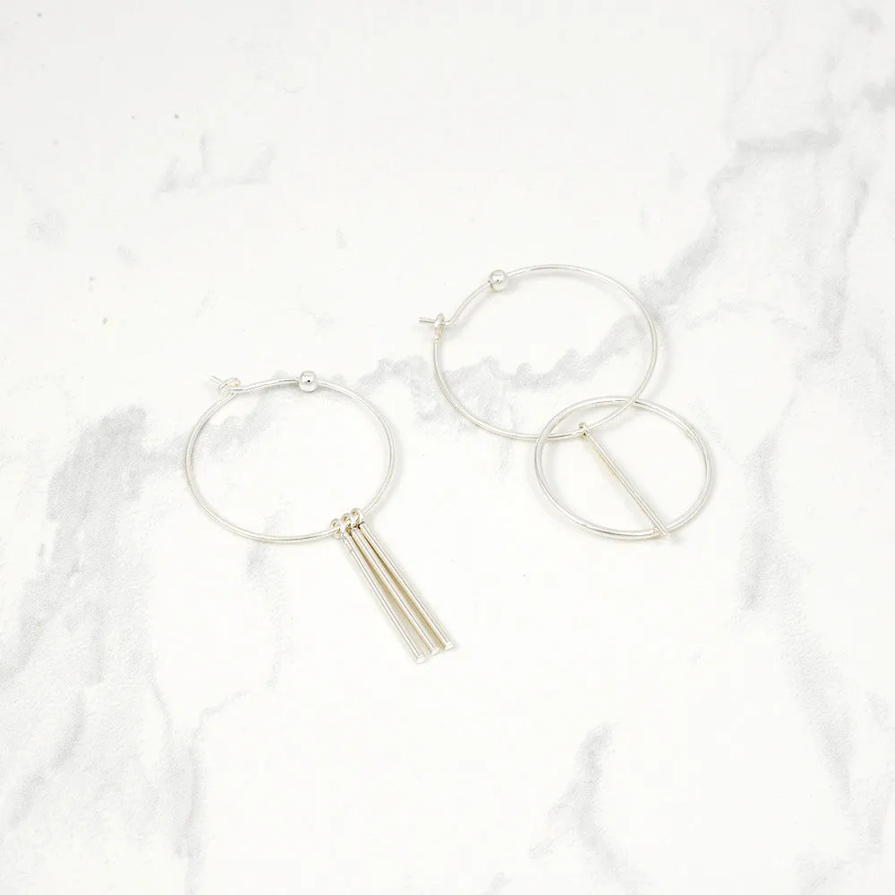 Minimal hoop Earrings - Silver