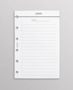 Minimal Planner Inserts: Lists Pocket Size