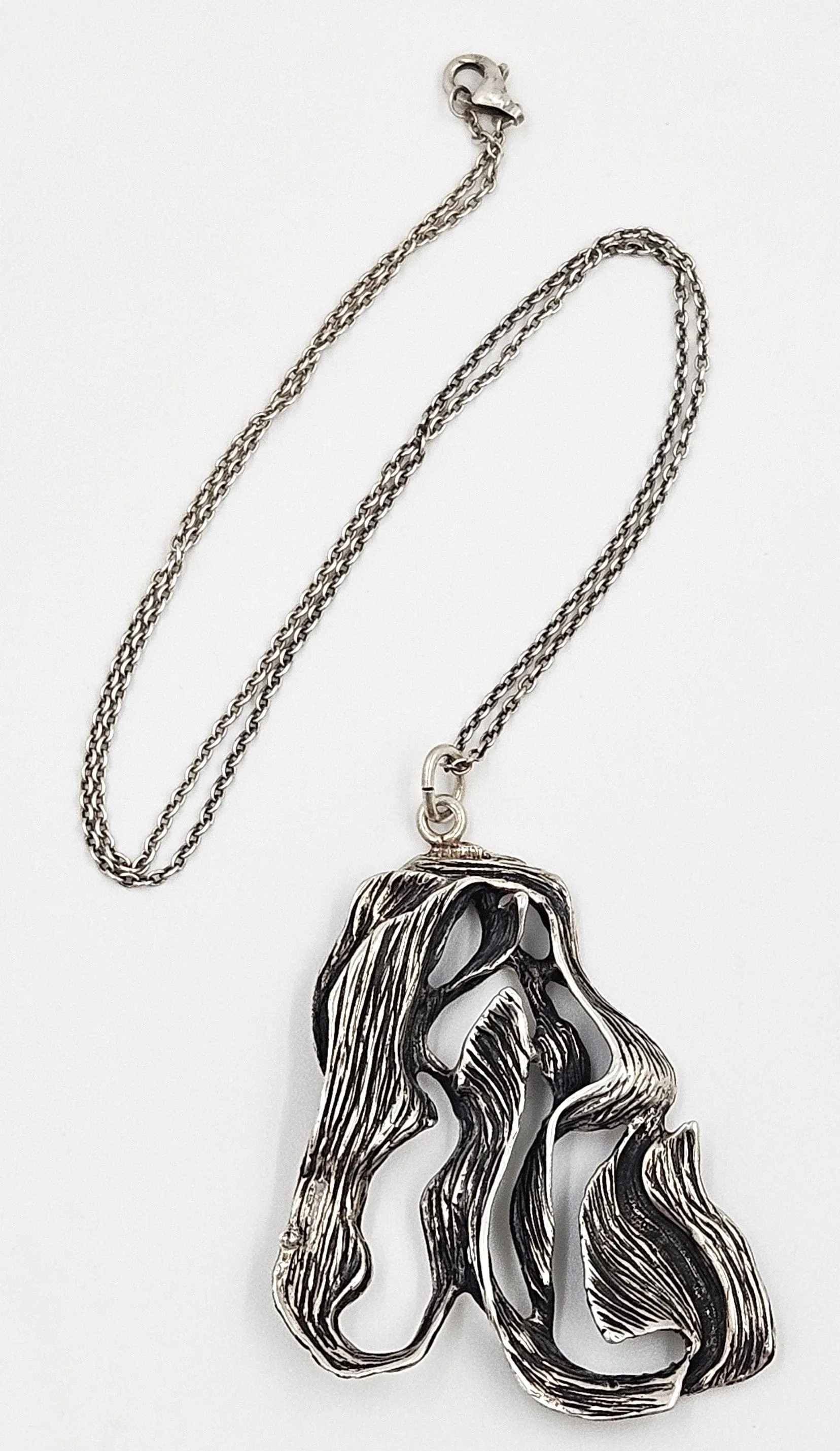 OOAK Designer Eneko Spain Sterling Abstract Modernist Pendant Necklace 90s