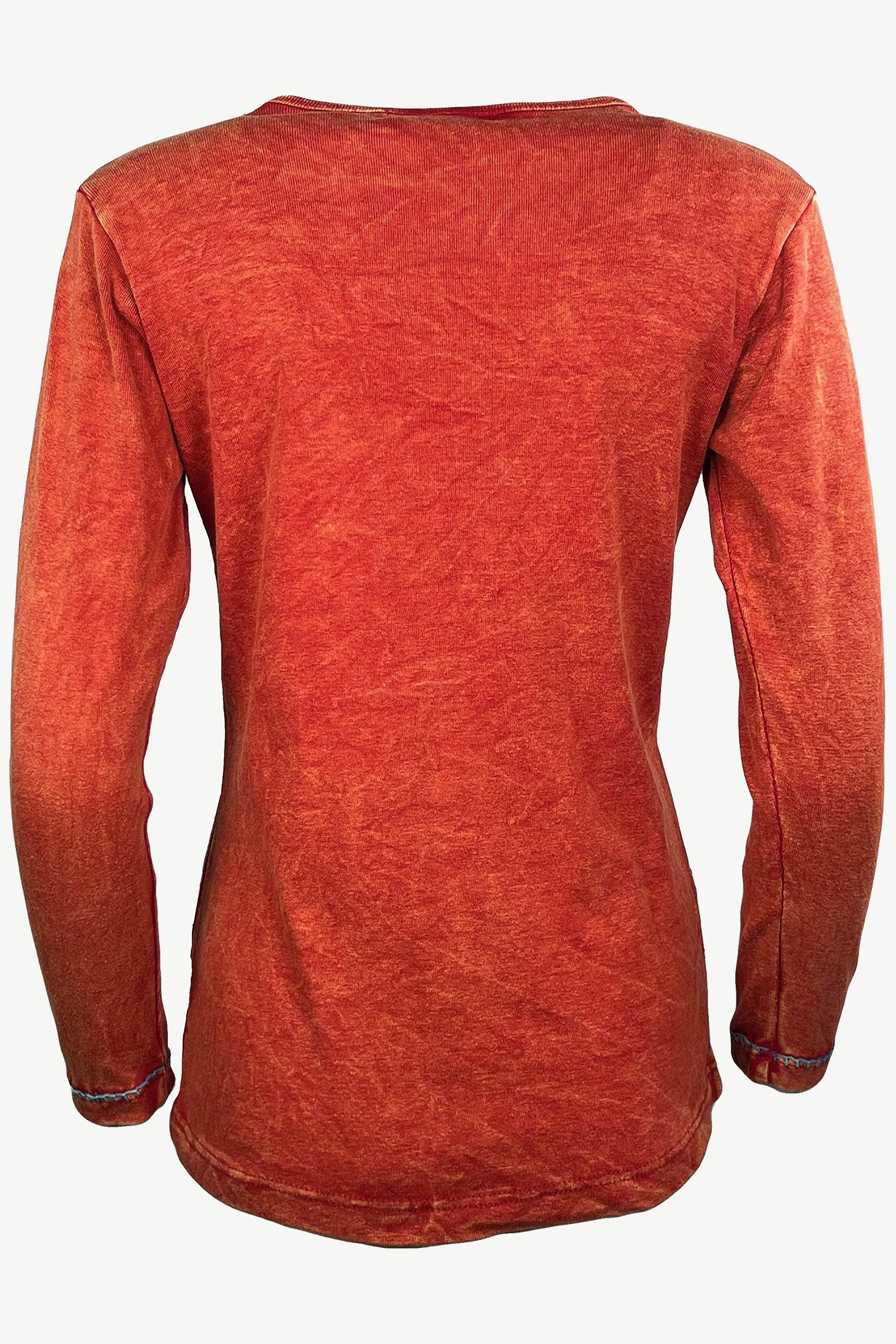 R 207 Gypsy Boho Rib Knit Distressed Stonewashed Razor Cut Blouse