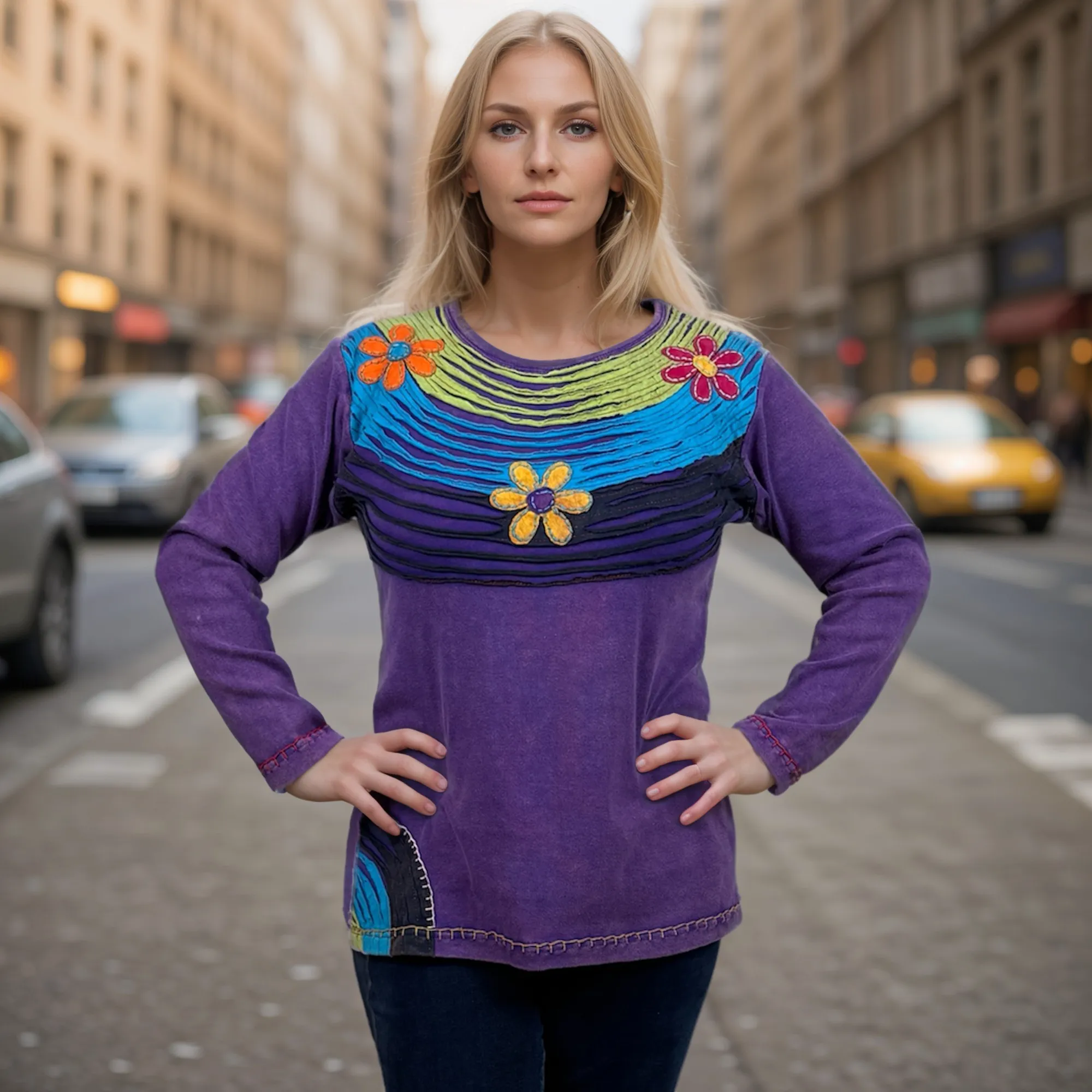 R 207 Gypsy Boho Rib Knit Distressed Stonewashed Razor Cut Blouse
