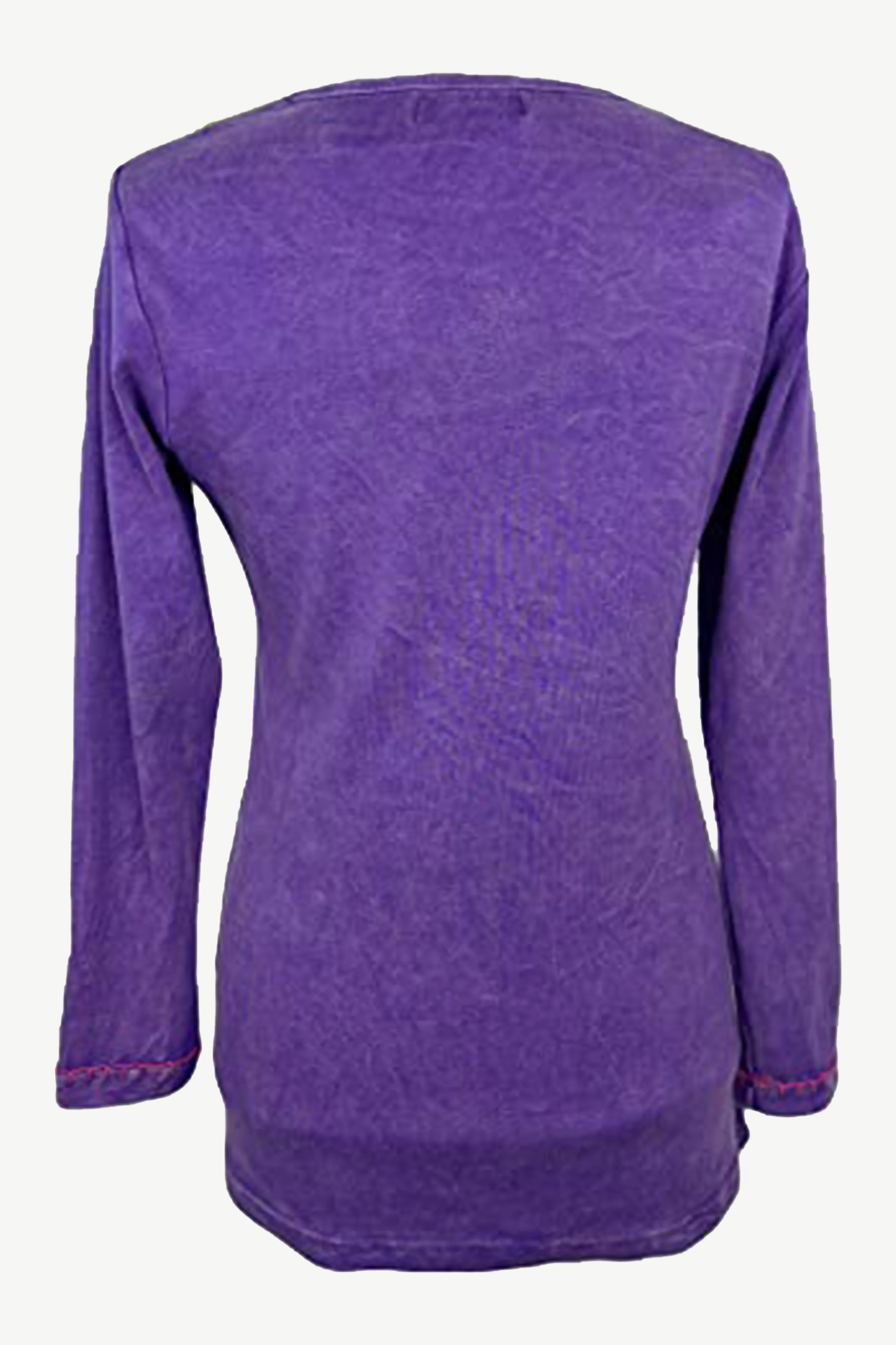 R 207 Gypsy Boho Rib Knit Distressed Stonewashed Razor Cut Blouse